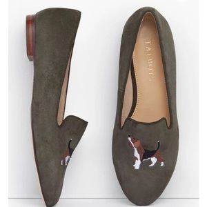 Talbots Rayan Embroidered Suede Novelty Loafers Dogs Size 9.5 M